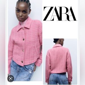 Metalic knit pink jacket